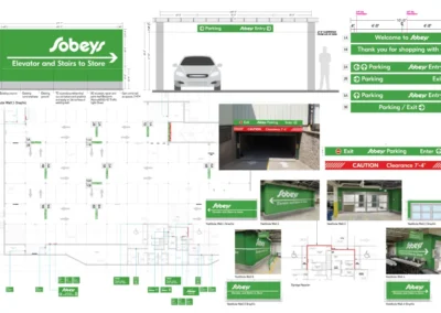 Integrated Brand Wayfinding A clear, brand-aligned wayfinding solution enhances navigation and reinforces brand presence. The design transforms parking areas into welcoming, intuitive entry points while balancing aesthetics and functionality.